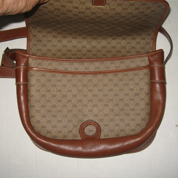 ❤️GUCCI Micro G Logo Print Brown Flap Crossbody Purse - Picture 7 of 14